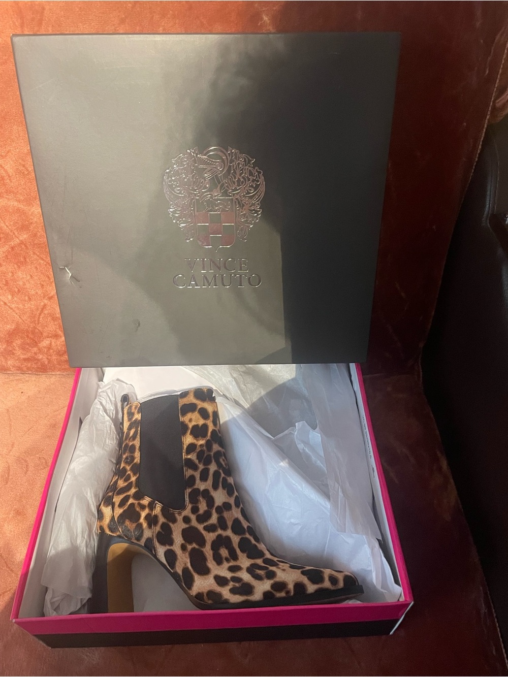 Vince Camuto Leopard Print Chelsea Ankle Boot - Black Elastic